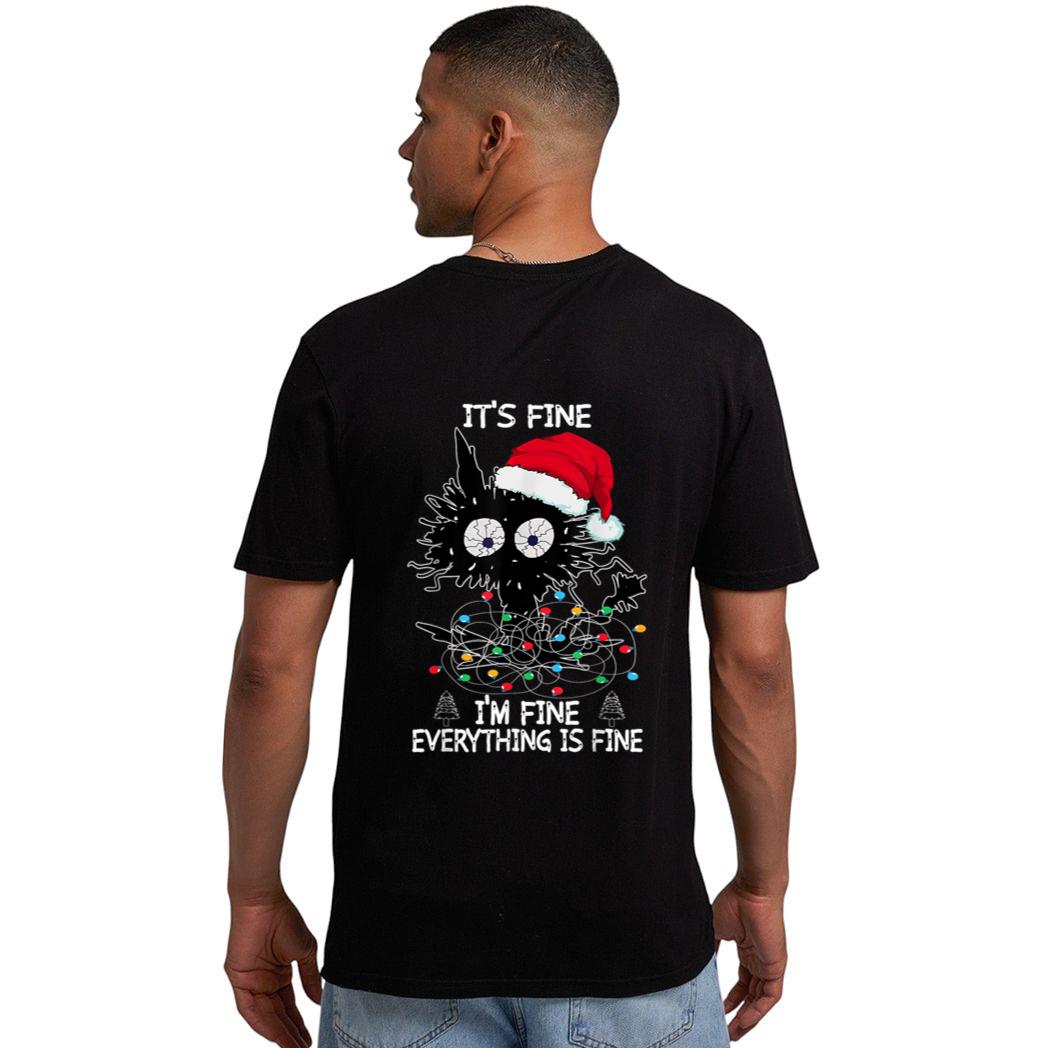 Black Cat christmas It's Fine I'm Fine Everything Is Fine Men T-Shirt