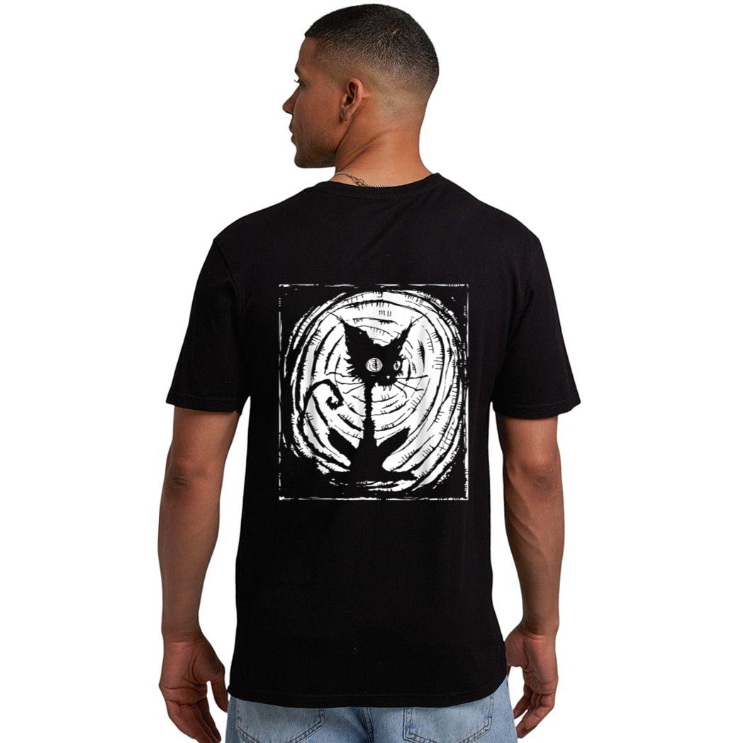 Black Cat Lazy Halloween Costume Scary Creepy Men T-Shirt