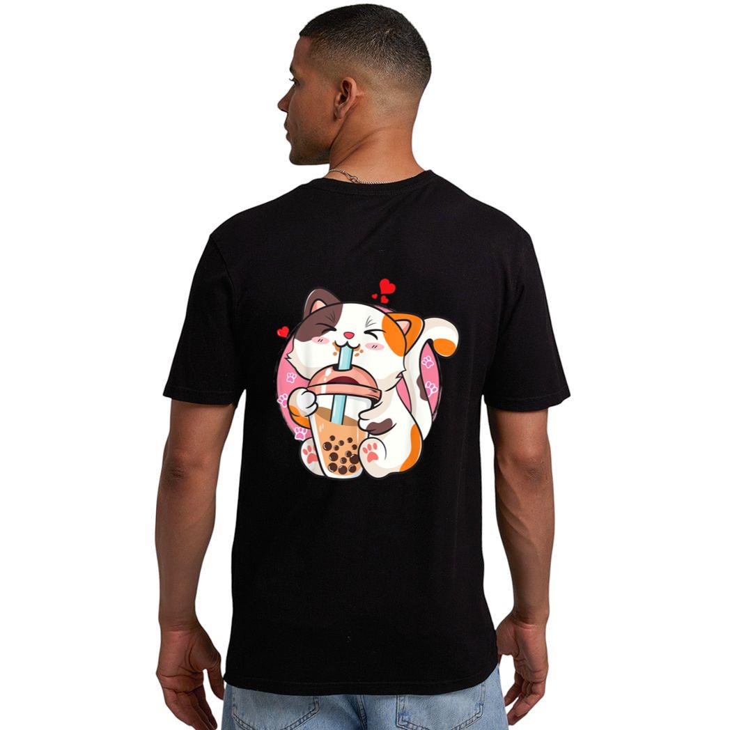 Cat Boba Bubble Tea Kawaii Anime Japanese Men T-Shirt