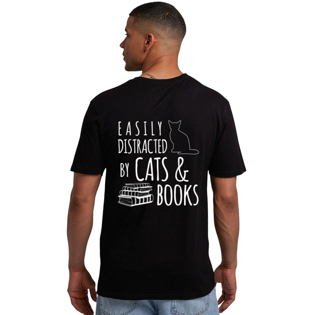 cat & book lover easily distracted by cats and books Men T-Shirt