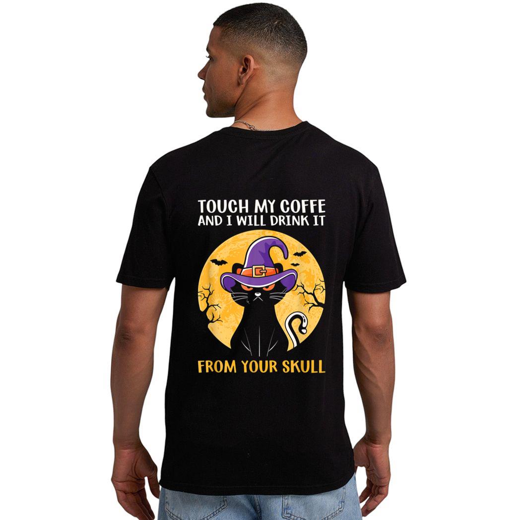 Cat Funny Ouch My Coffee And I Will Drink It From Your Skul Men T-Shirt