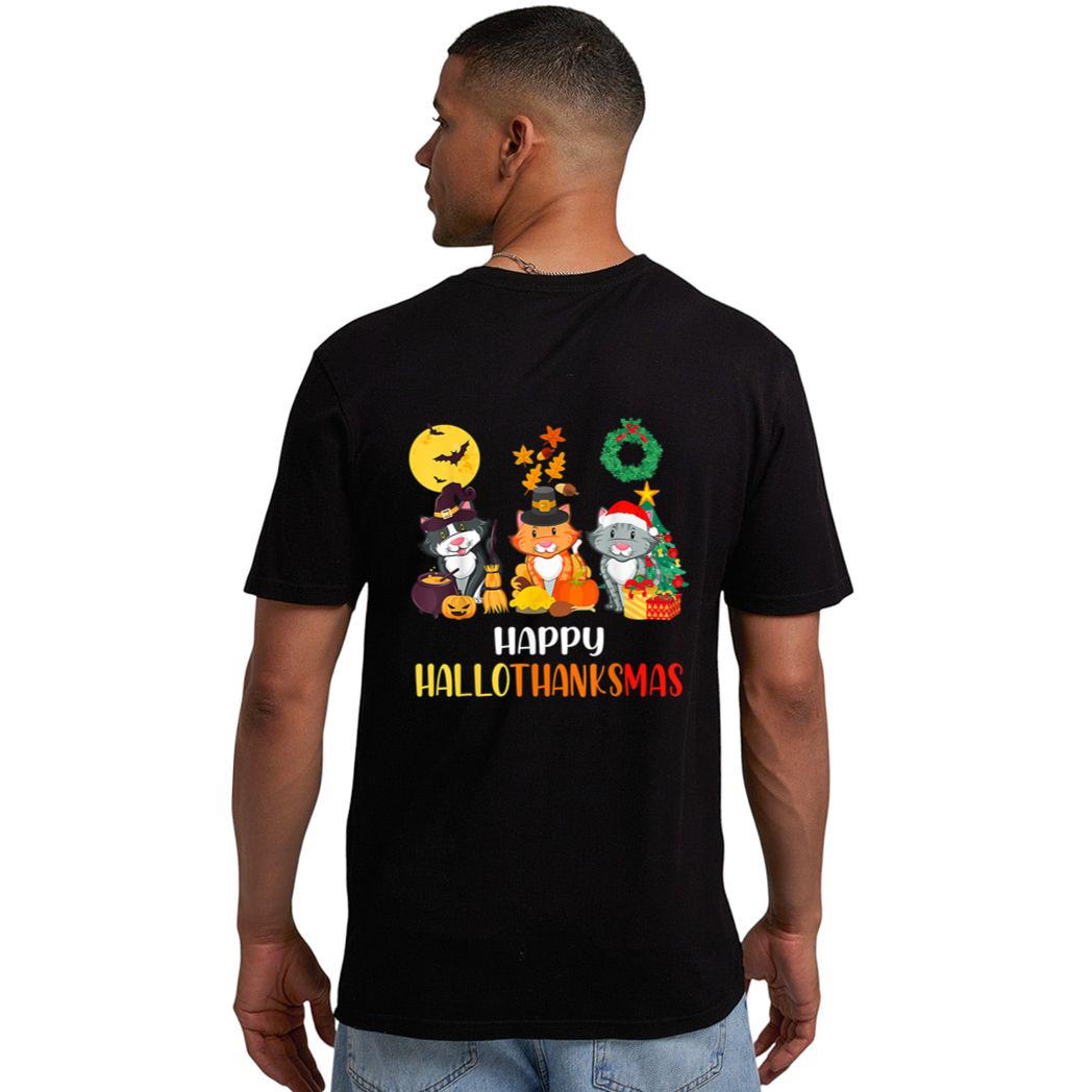 Cat Halloween Christmas Happy Hallothanksmas Thanksgiving Men T-Shirt