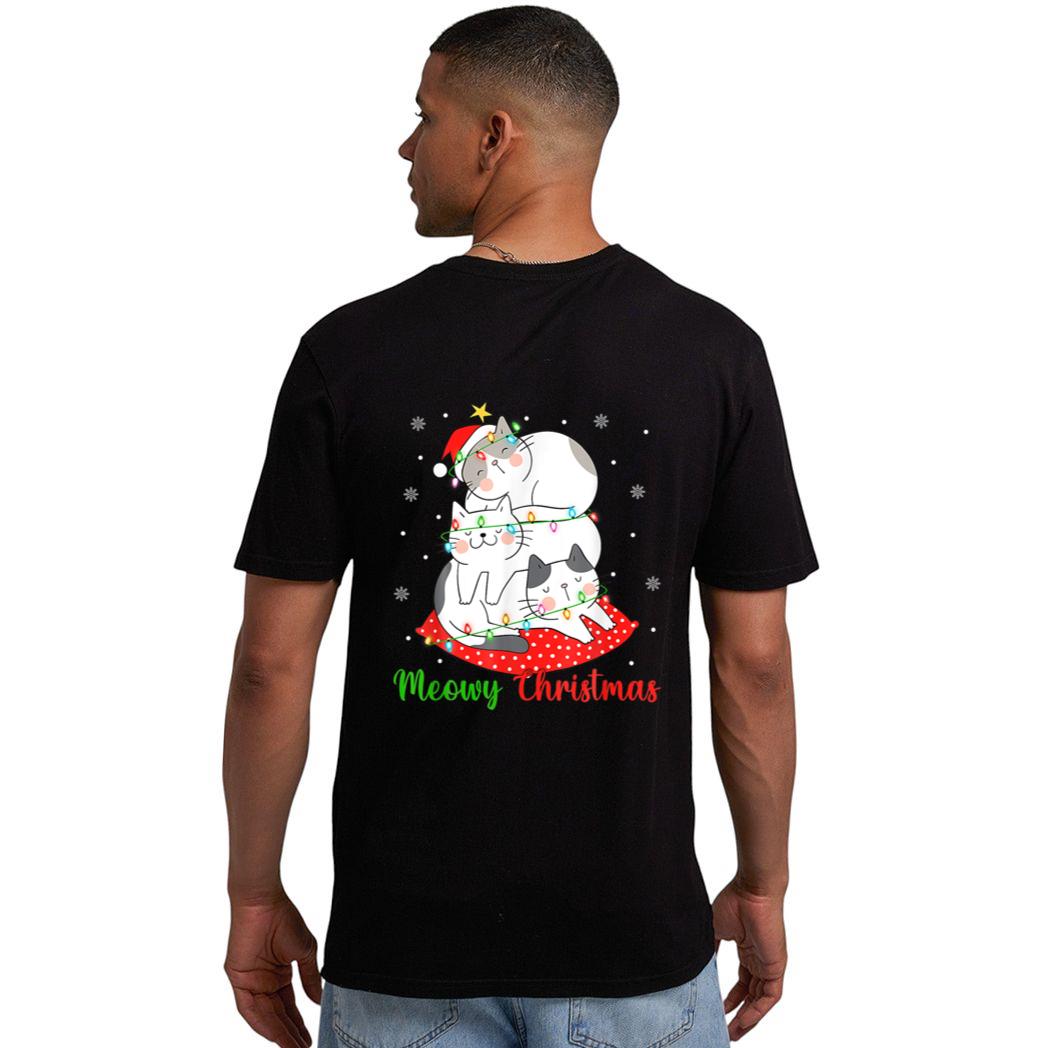 Cat Xmas Ree Lights Santa Cat Christmas Men T-Shirt