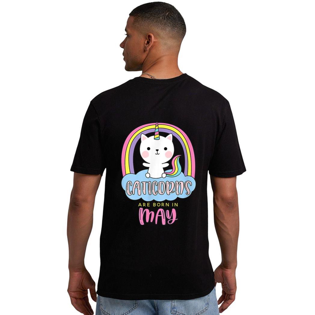 Caticorns Are Born In May Birthday Cat Unicorn Rainbow Cute Men T-Shirt