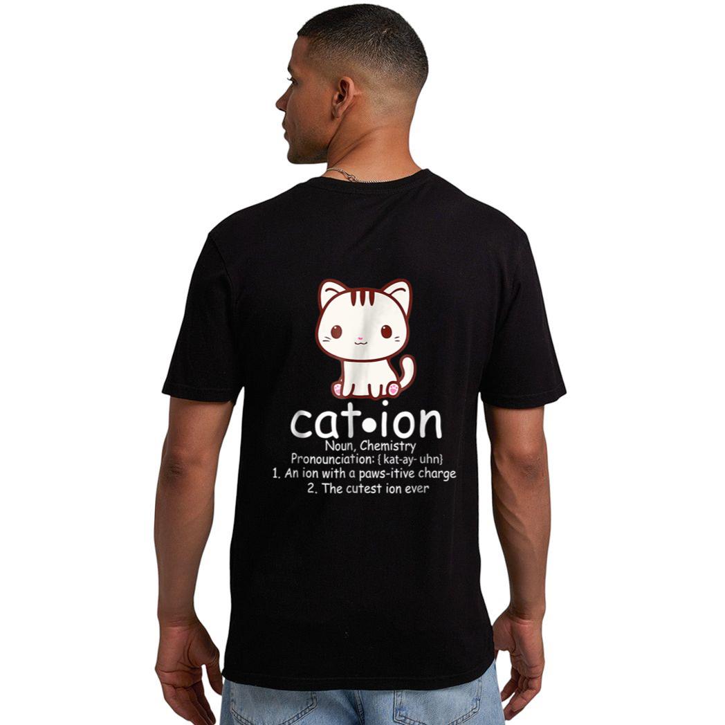 Cation Funny Cat Ion Science Pawsitive Pun Chemistry Men T-Shirt