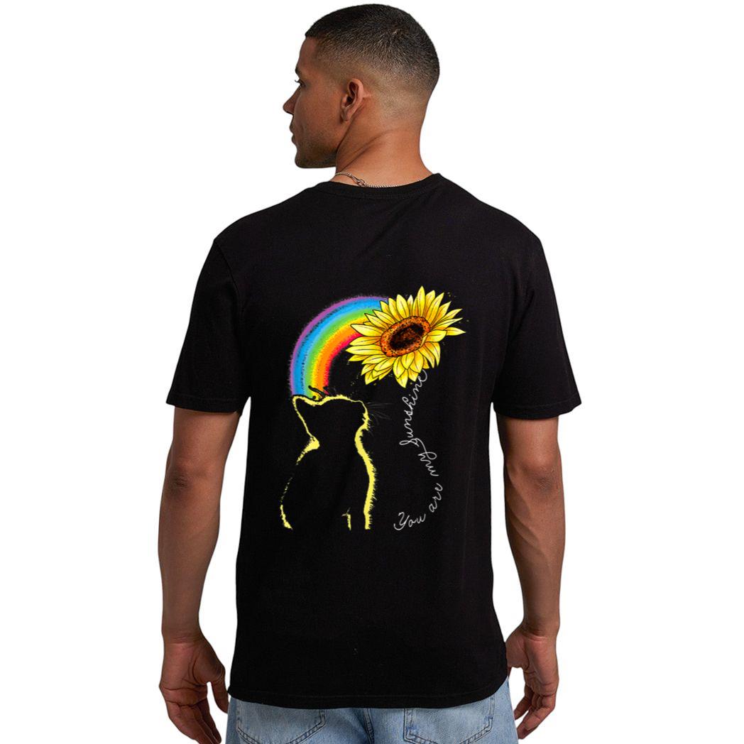 Cats Are My Sunshine Sunflower Rainbow Funny Cat Lovers Gift Men T-Shirt