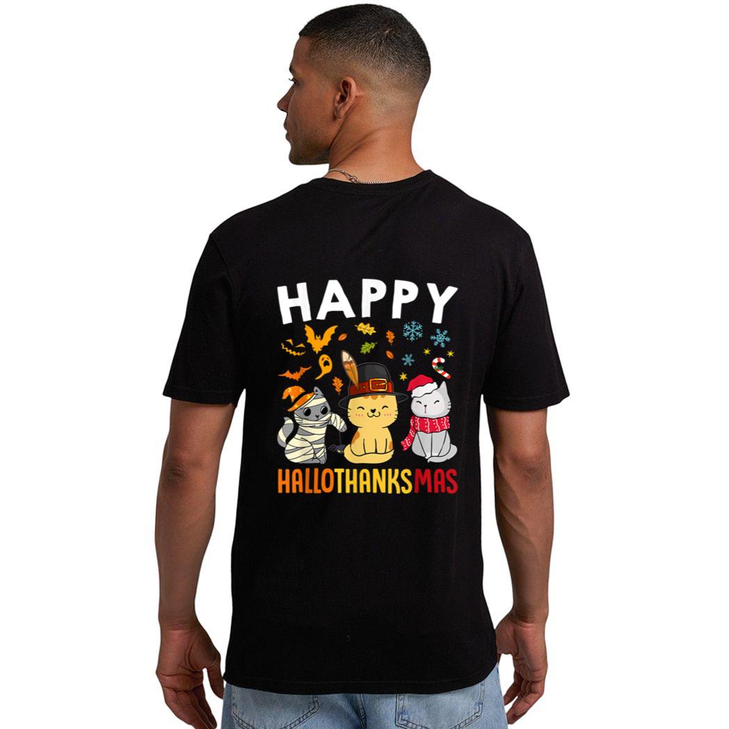 Cats Happy HalloThanksMas Thanksgiving Christmas Men T-Shirt