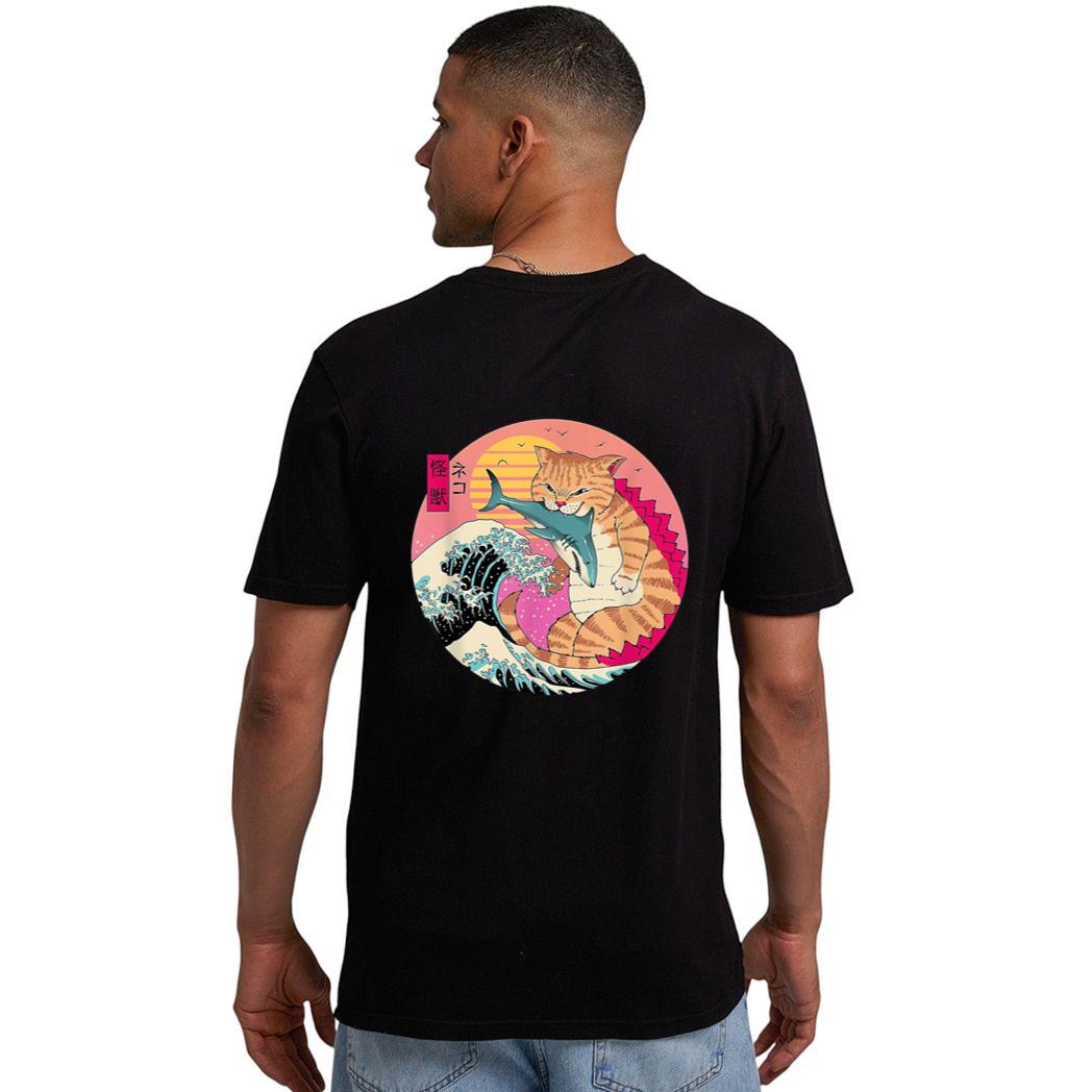 Catzilla Vintage Cute Cat Art Japanese Cat Lover For Girls Men T-Shirt
