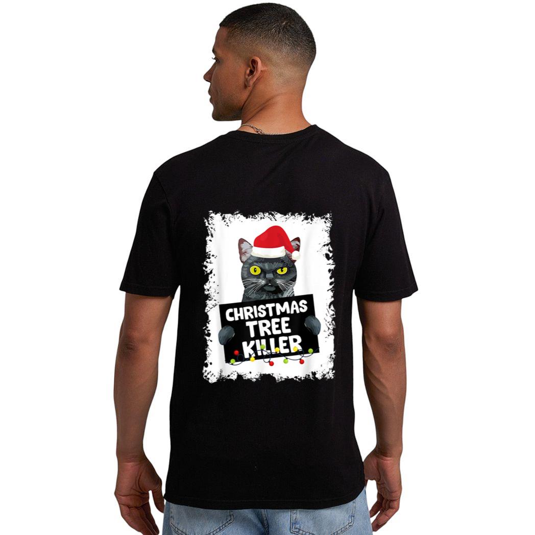 Christmas Tree Killer Naughty Black Cat Christmas Men T-Shirt