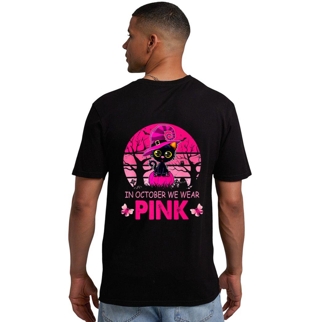 Cute Cat Breast Cancer Awareness In October We Wear Pink Men T-Shirt