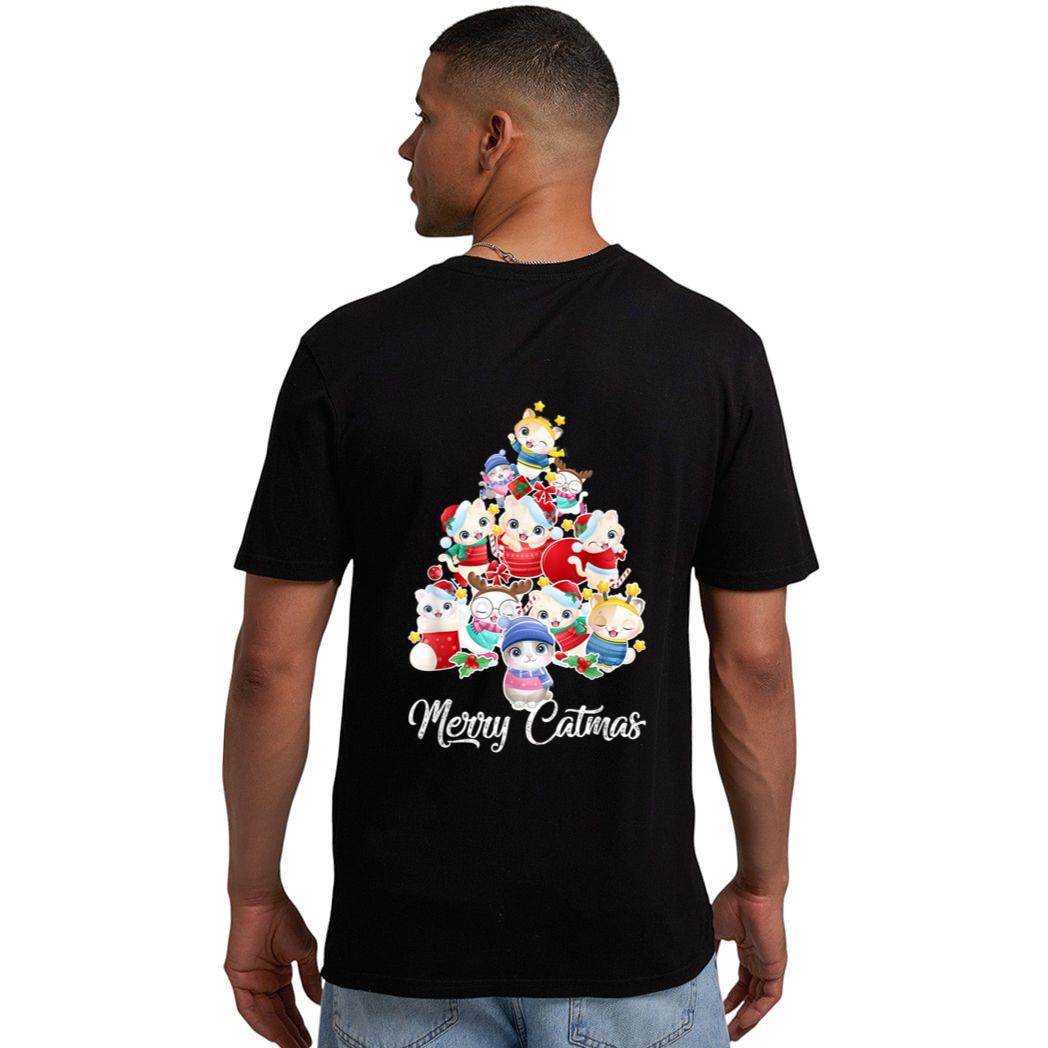 Cute Cat Christmas Tree Merry Catmas For Kitten Xmas Lover Men T-Shirt
