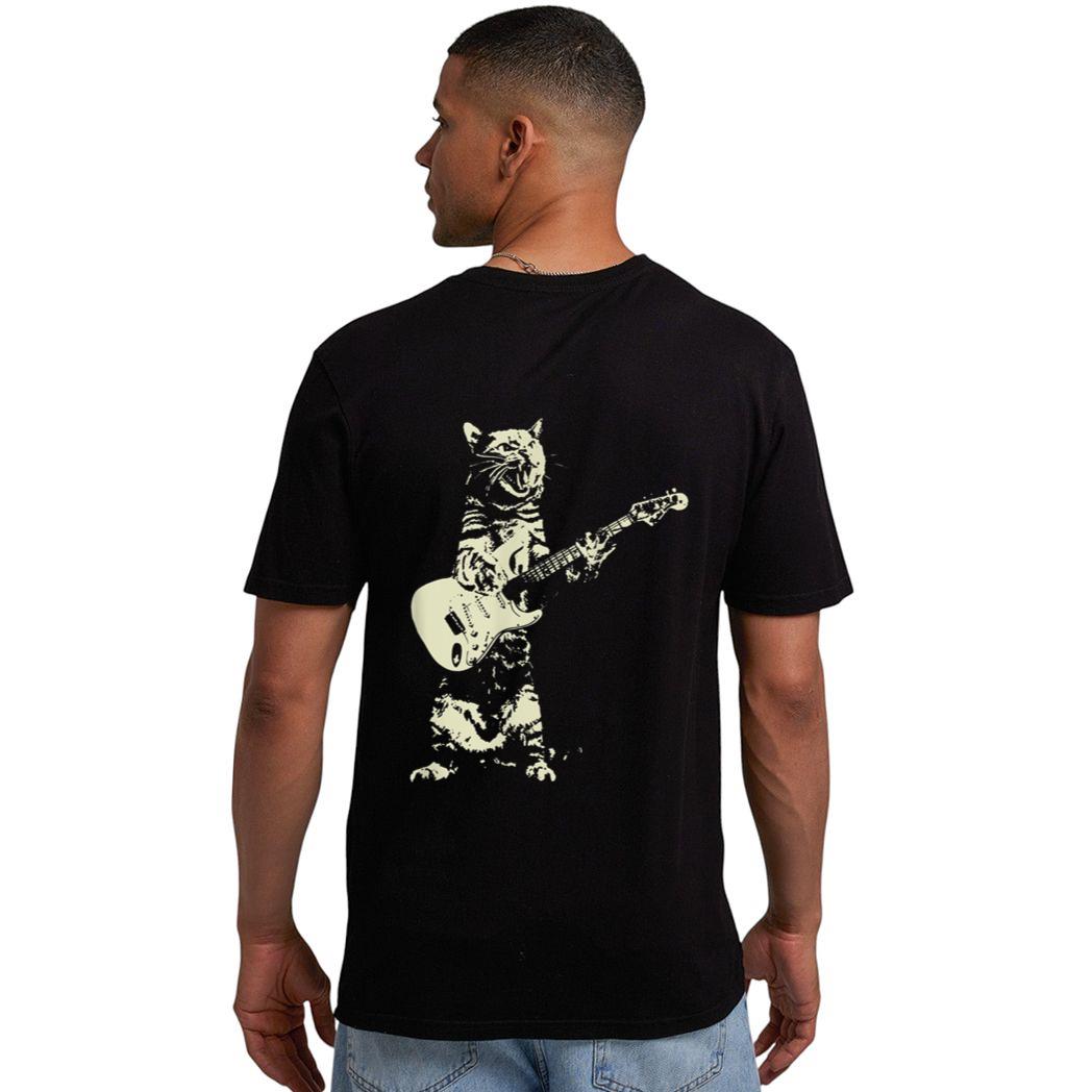 Cute Cat Playing Guitar Men T-Shirt