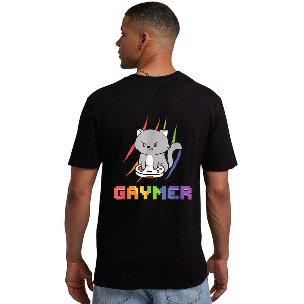 Cute Gaming Cat Gay Gamer Men T-Shirt