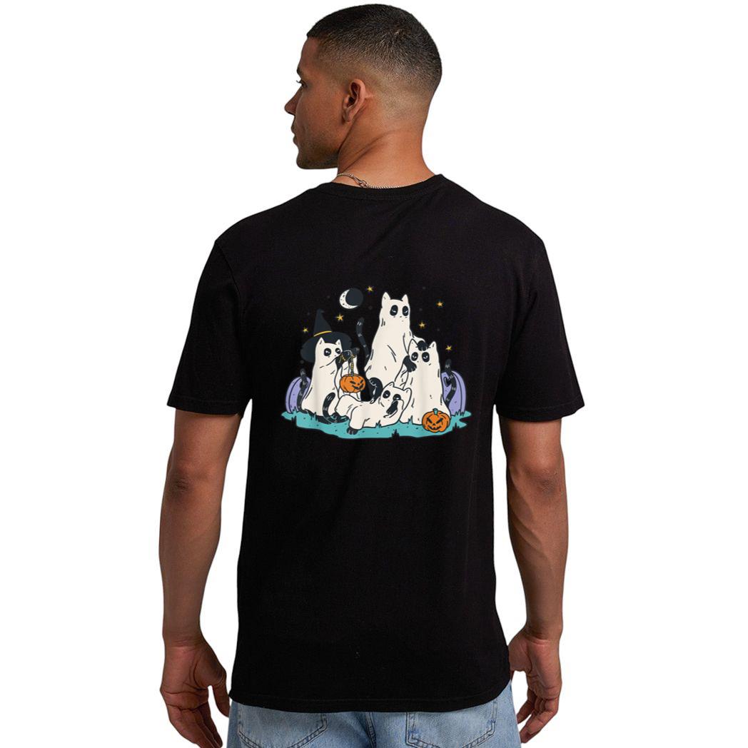 Cute Ghost Cats Cat Ghosts Funny Halloween Outfit Costumes Men T-Shirt