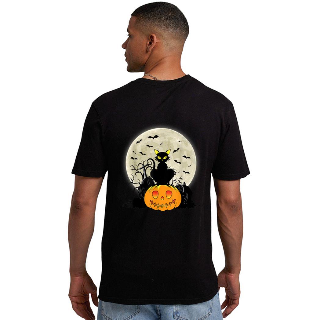 Cute Halloween Black Cat Witch Hat Pumpkin Men T-Shirt