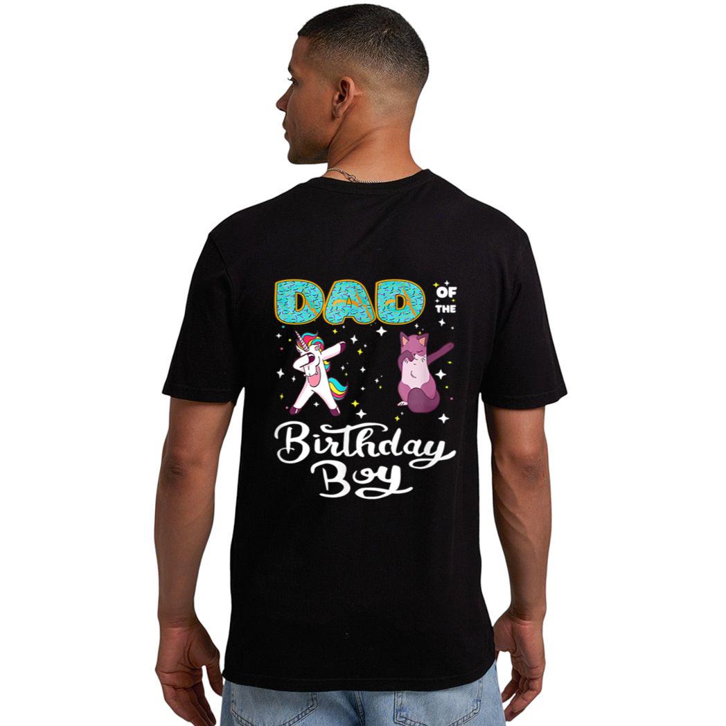 Dad Of He Birthday Boy Donut Dabbing Unicorn Kitten Cat Men T-Shirt