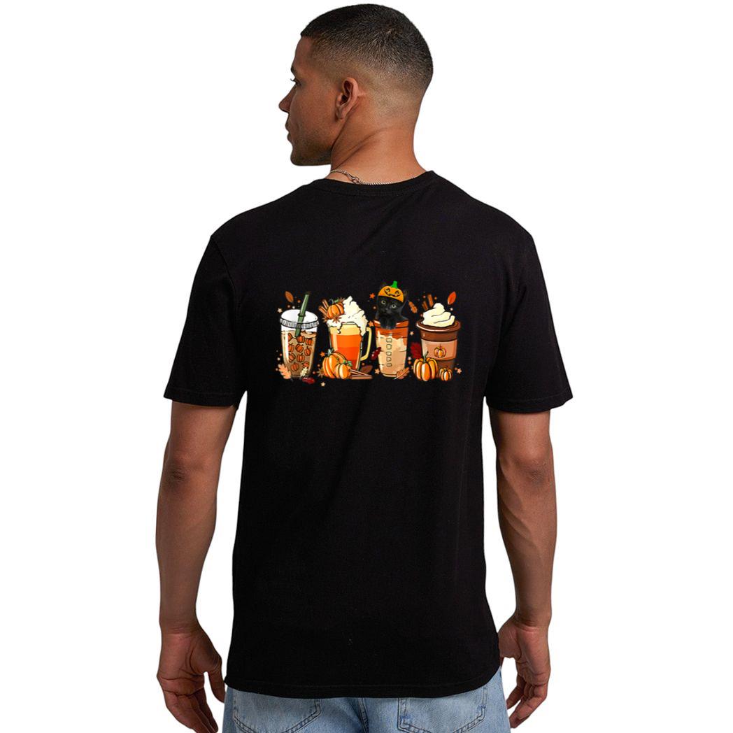 Fall Coffee Pumpkin Spice Latte Iced Autumn Black Cat Men T-Shirt