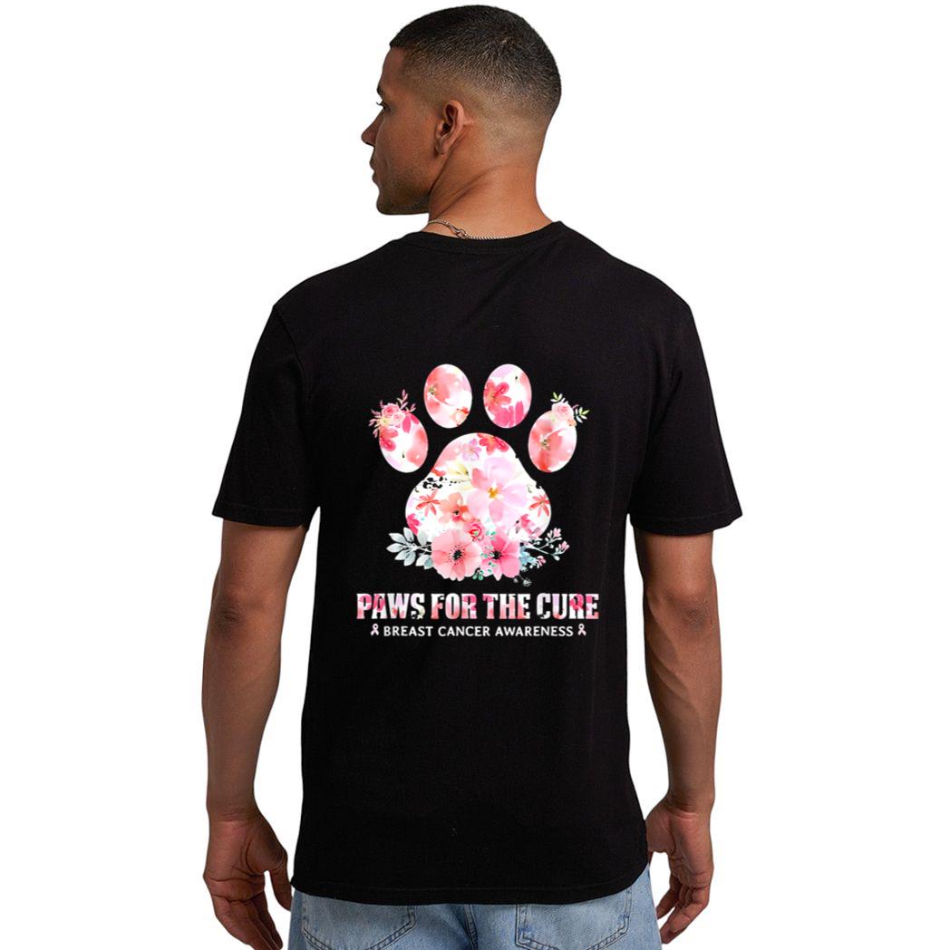 Floral Paws For He Cure Dog Cat Breast Cancer Awareness Men T-Shirt