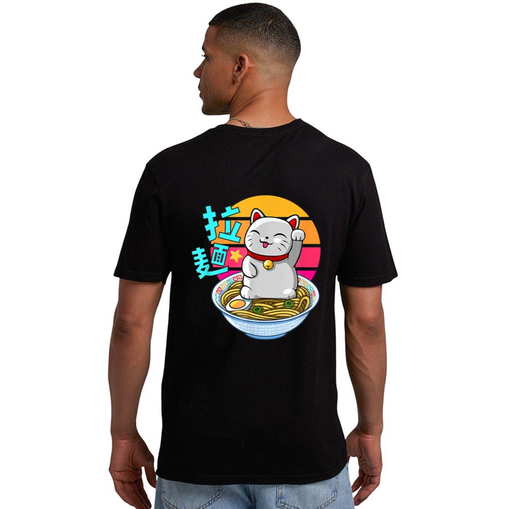 Fortune Cat Ramen Kawaii Maneki Neko Men T-Shirt