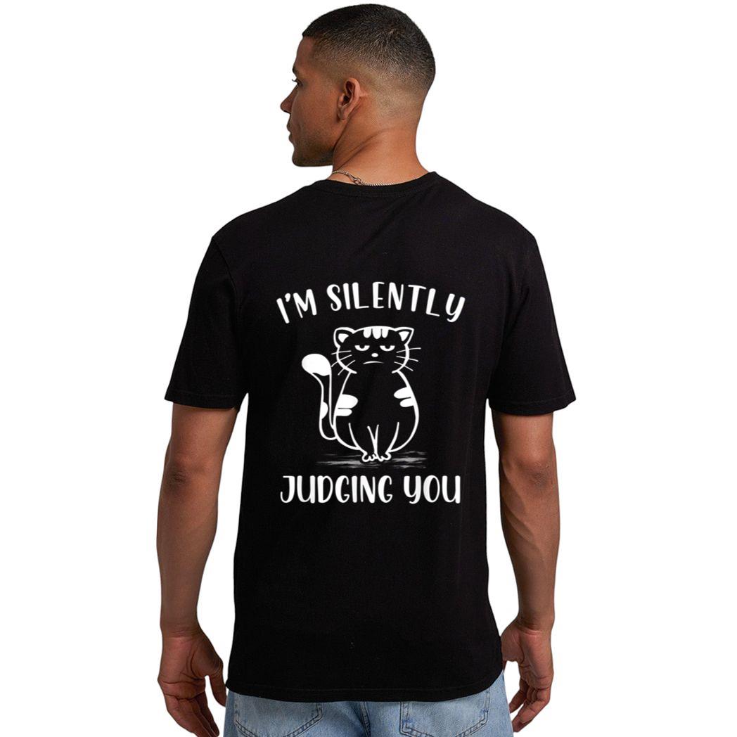 Funny Black Cat I'm Silently Judging You Retro Men T-Shirt