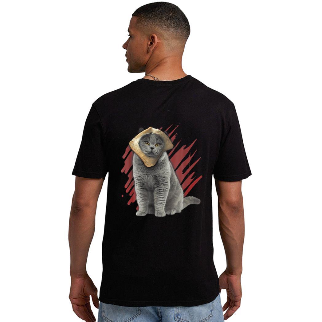 Funny Cat Apparel Cat With Slice Of Bread On Face Cat Lovers Men T-Shirt