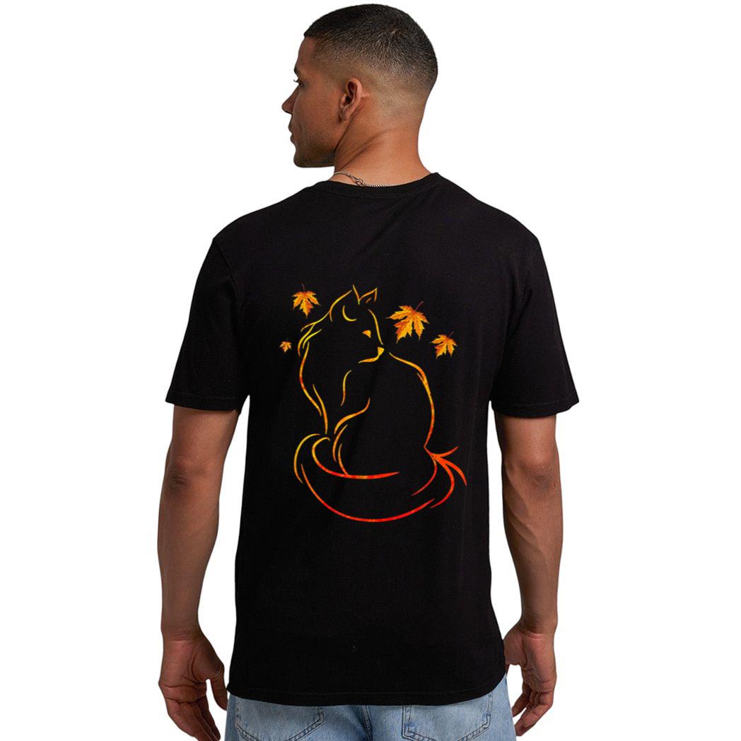 Funny Cat Leaf Fall Hello Autumn For Cute Kitten Lover Men T-Shirt