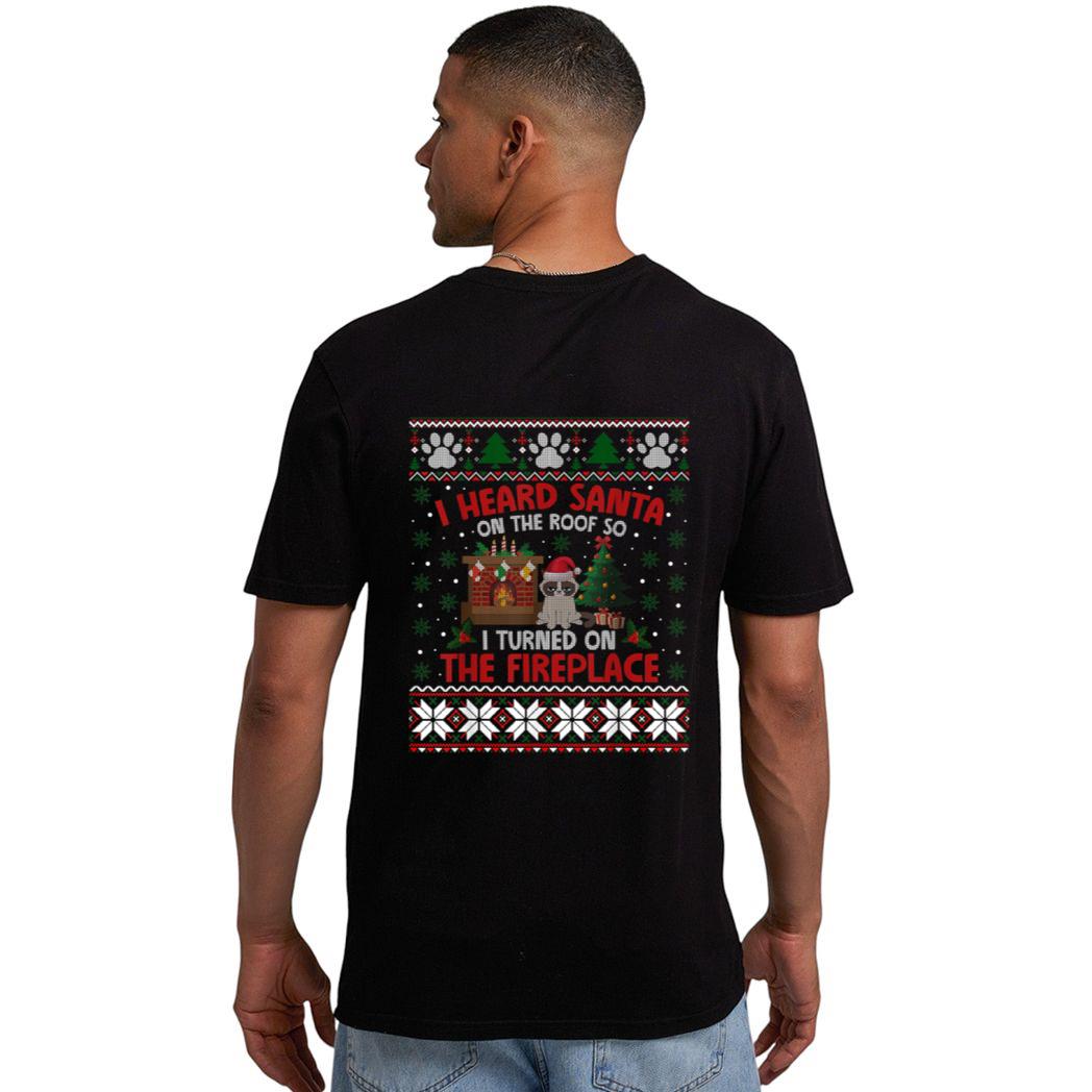 Funny Christmas Cat Hates Santa Annoyed Cat Men T-Shirt