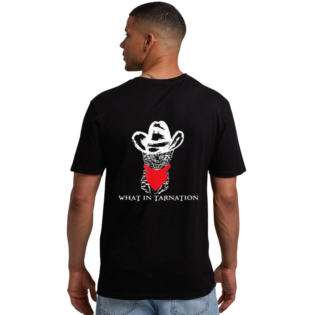 Funny Meme What In Tarnation Cat Cowboy Hat Men T-Shirt