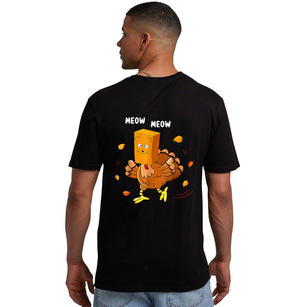 Funny Thanksgiving Turkey Fake Cat Meow Kitty Cats Lover Men T-Shirt