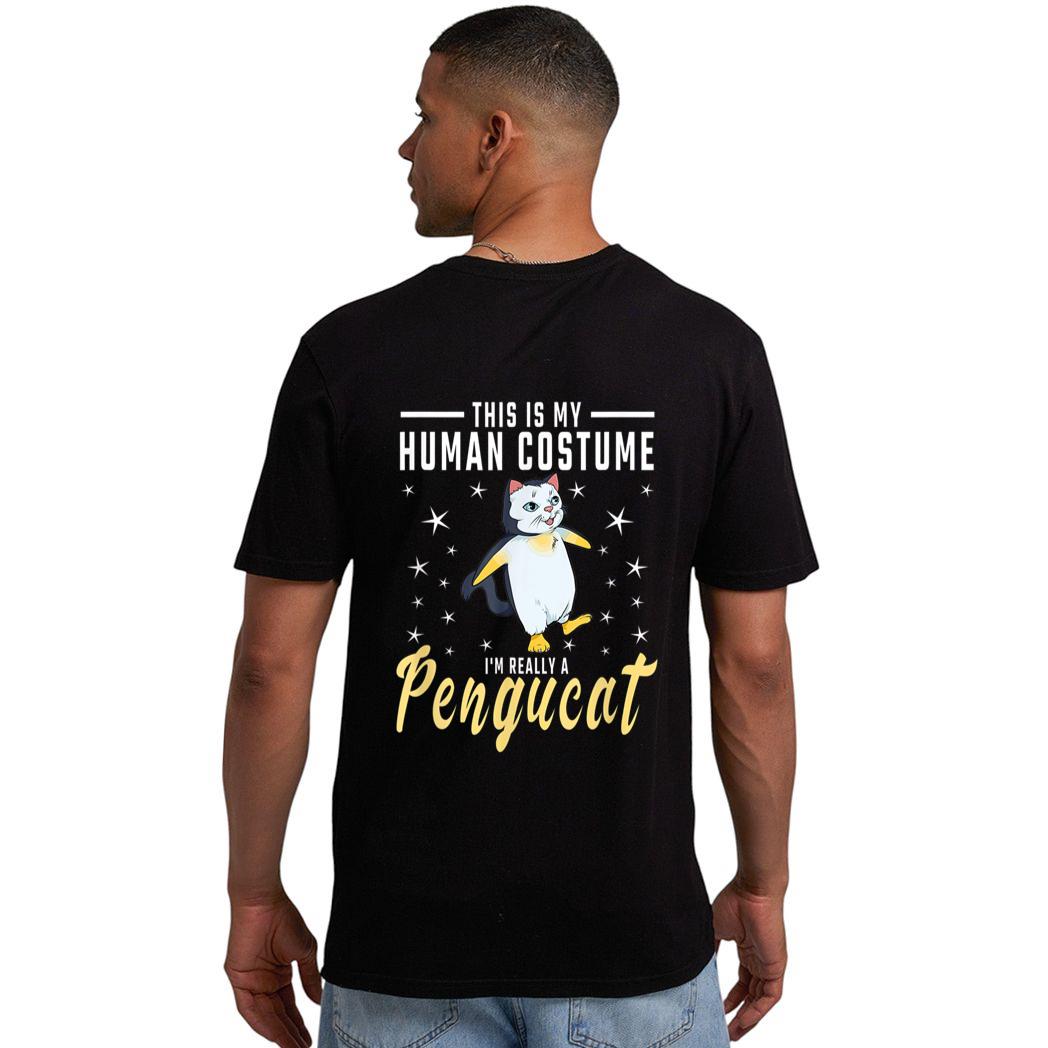 His Is My Human Costume I M Really A Pengucat Penguin Cat Men T-Shirt