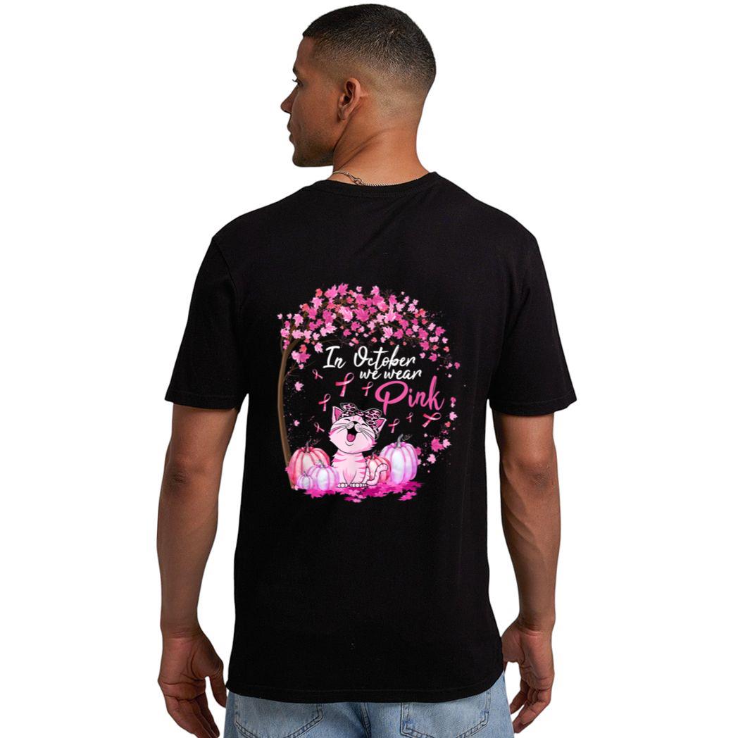 In October We Wear Pink Leopard Cat Breast Cancer Awareness Men T-Shirt