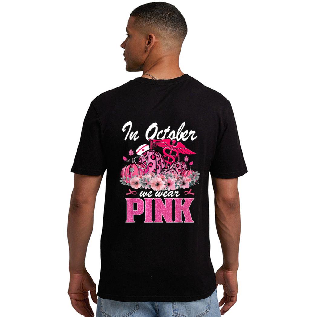 In October We Wear Pink Nurse Life Pumpkin Leopard Halloween Men T-Shirt