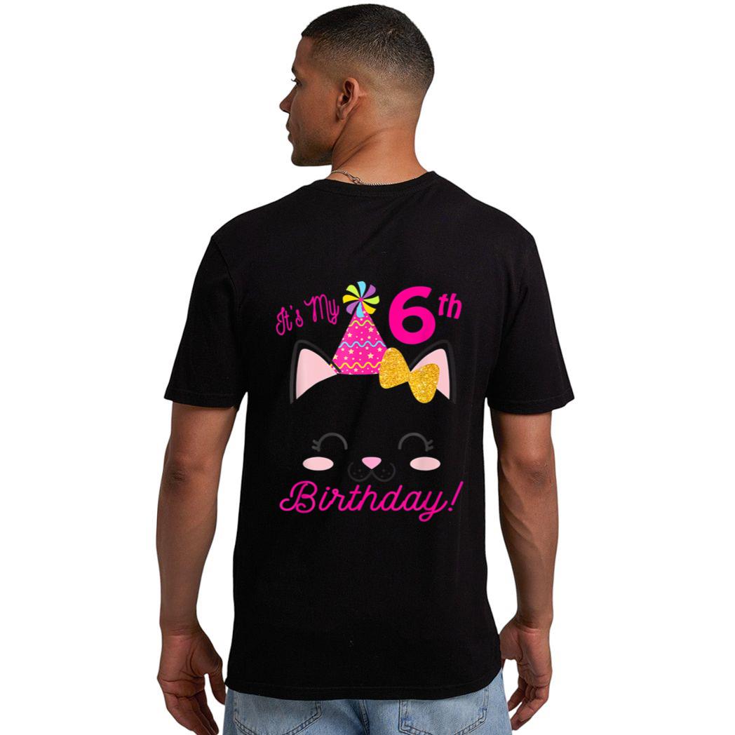 Its My 6H Birthday Girl Kitty Cat Heme Party Six Men T-Shirt