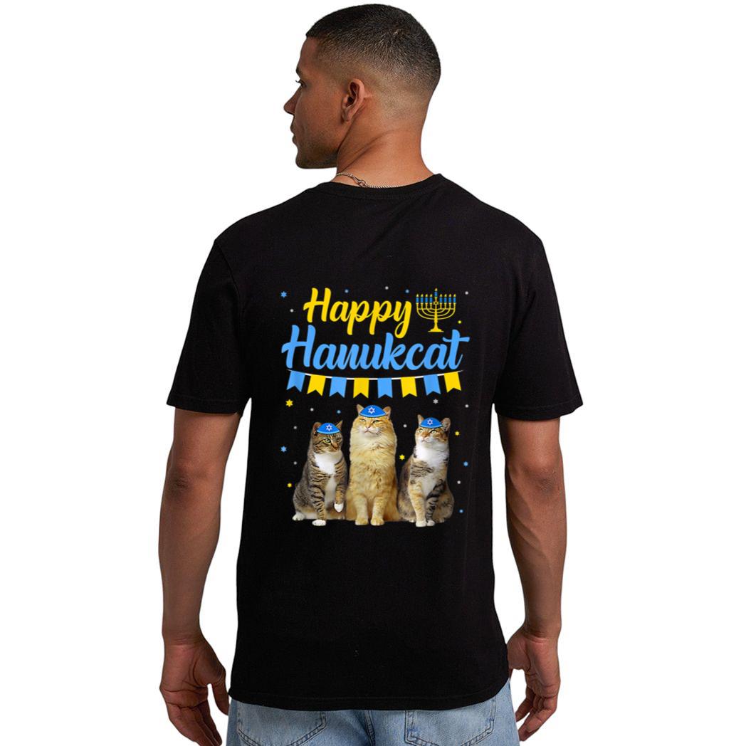 Jewish Hanukkah Cat Happy Hanukcat Christmas Sweater Cat Men T-Shirt