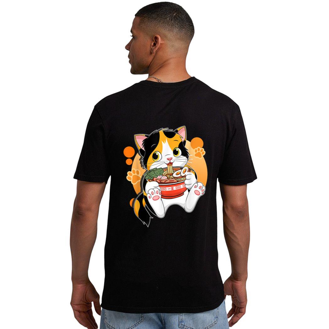 Kawaii Anime Cat  Japanese Ramen Noodles Gift Men T-Shirt
