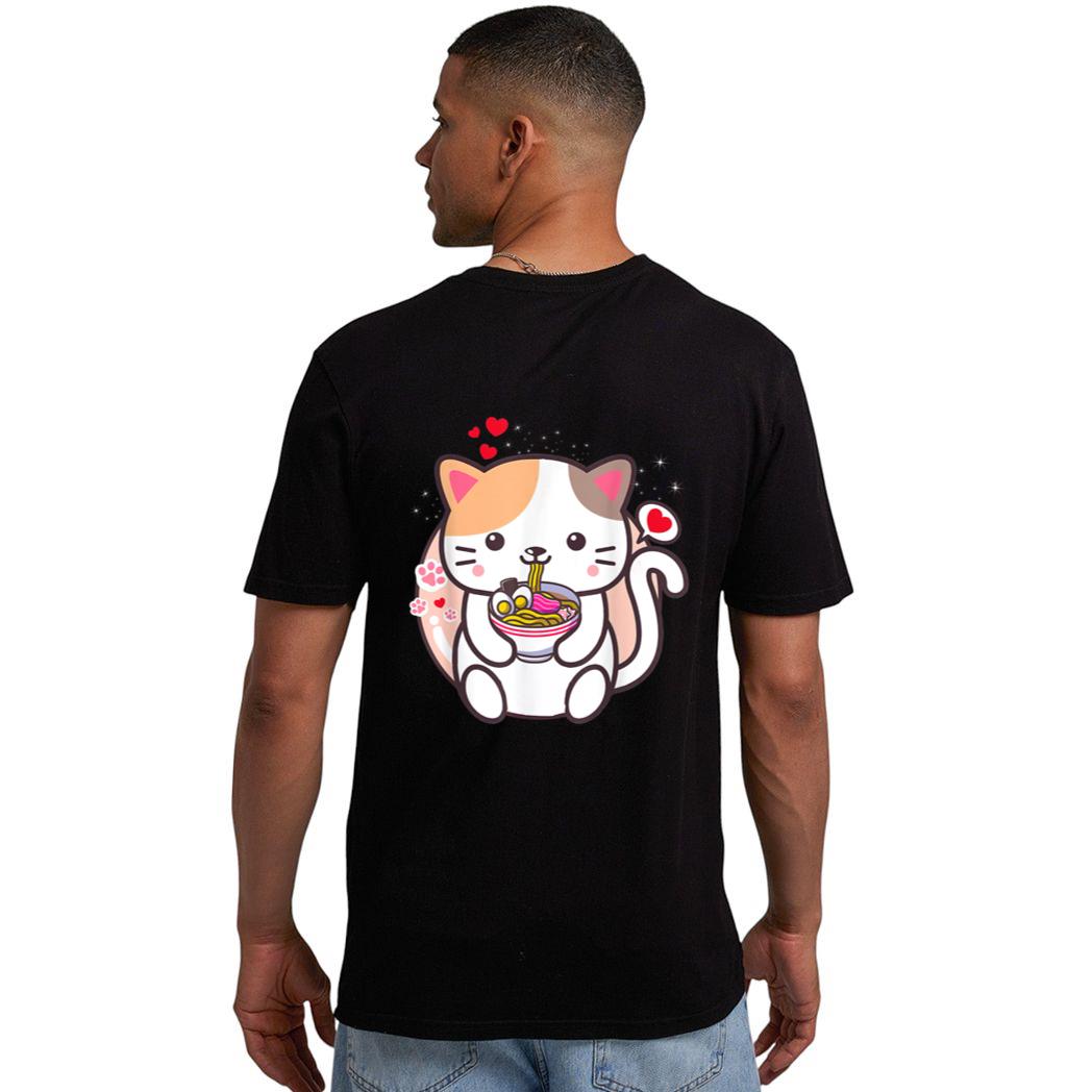 Kawaii Cat Ramen Anime Japanese Food Girls Official Teenager Men T-Shirt