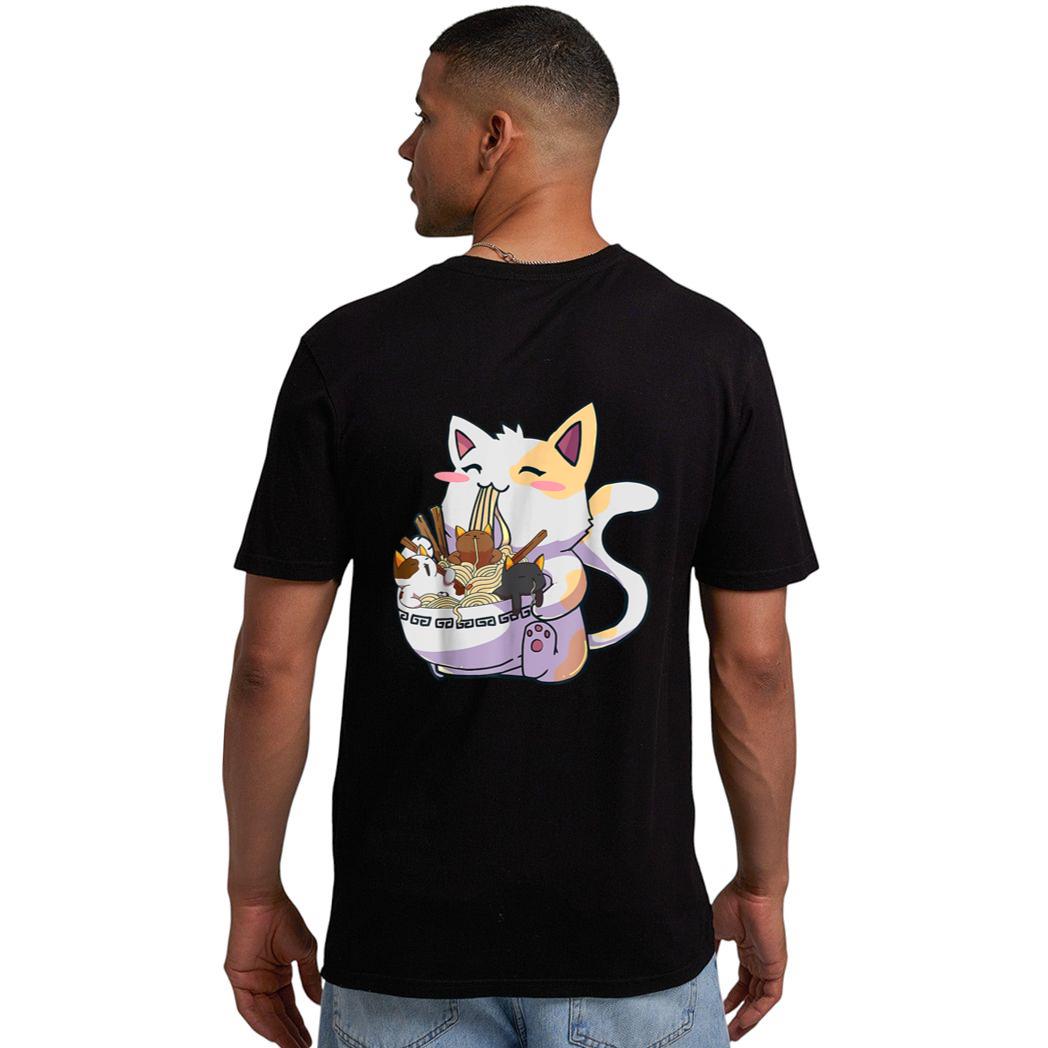 Kawaii Neko Cat Ramen Bowl Anime Japanese Noodles Men T-Shirt