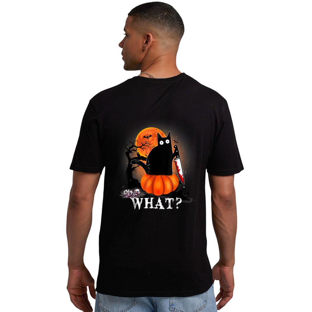 Killer Halloween Scary Moon Black Cat With Knife Pumpkin Men T-Shirt