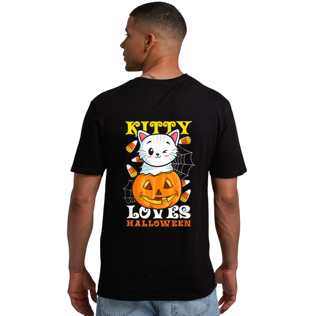 Kitty Loves Halloween Funny Scary And Spooky Halloween Cat Men T-Shirt