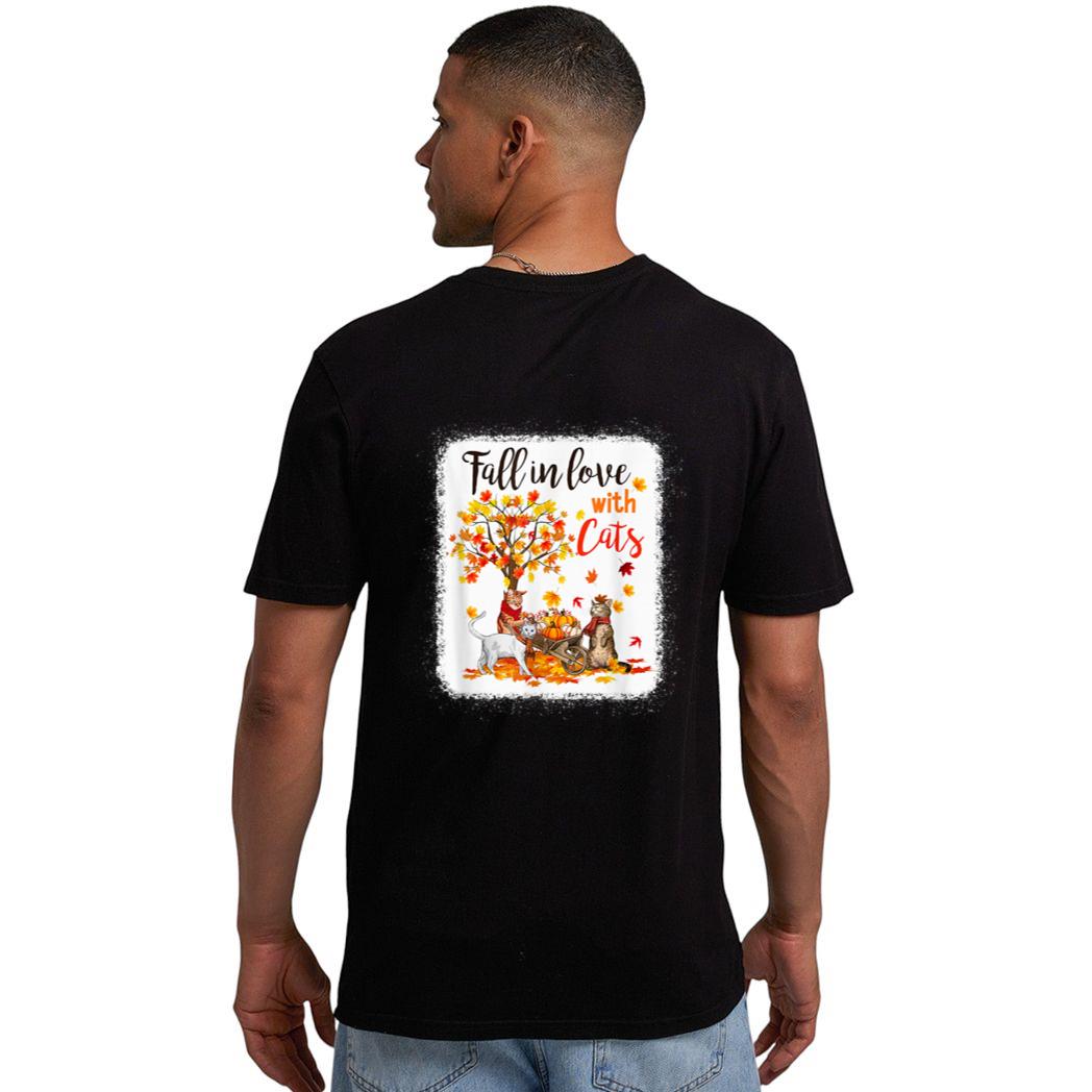 Maple Cat Leaf Fall Hello Autumn Bicycle Men T-Shirt