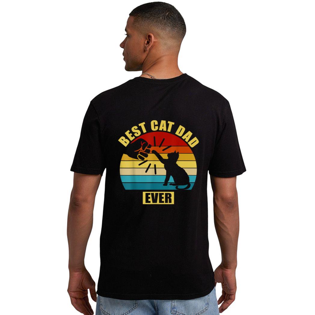 Mens Retro Vintage Best Cat Dad Ever Fist Bump Men T-Shirt