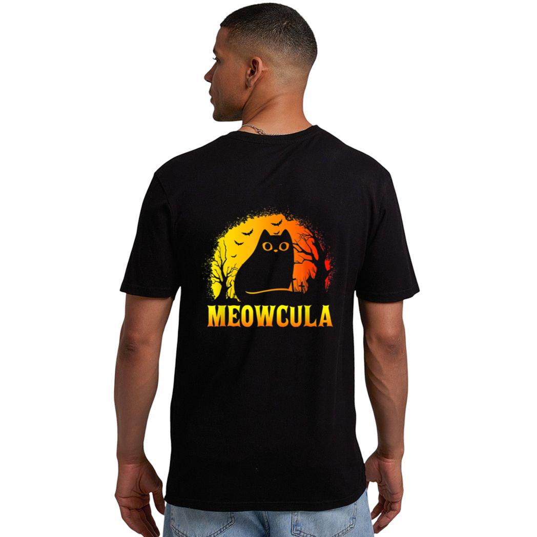 Meowcula Black Cat Halloween Vampire Cat Men T-Shirt