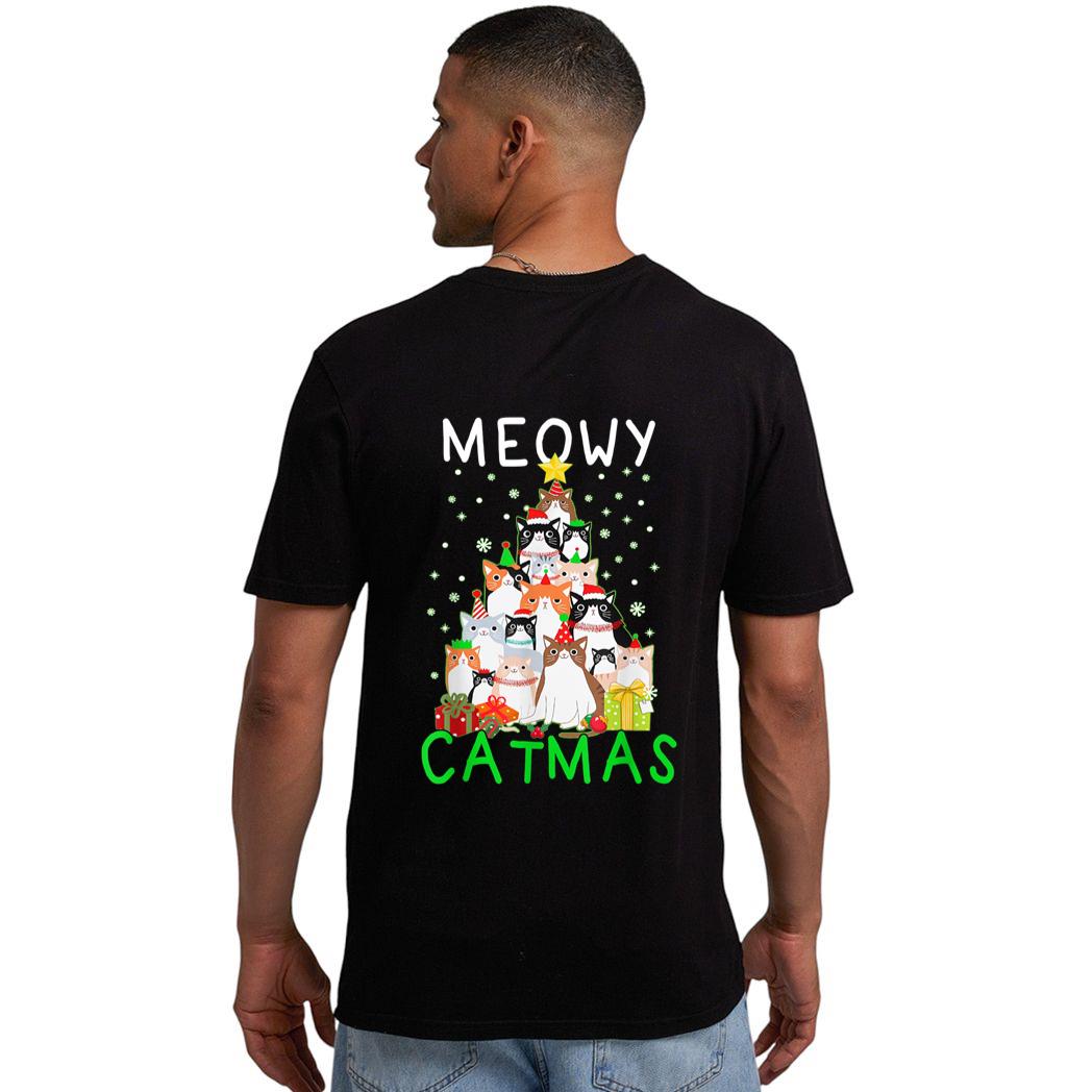 Meowy Catmas Cat Christmas Tree Xmas Men T-Shirt
