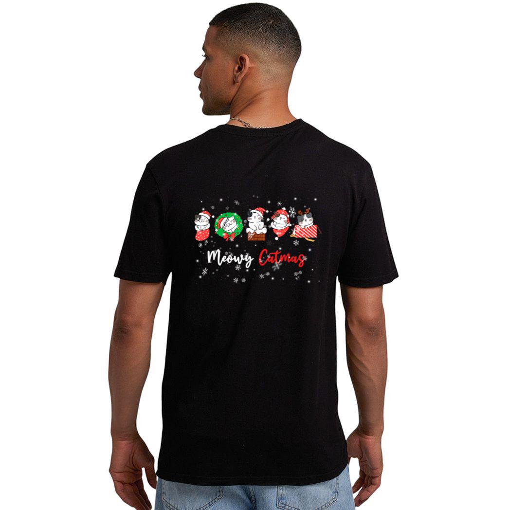 Meowy Catmas Funny Christmas Cat Kitten Lover Kids Mom Dad Men T-Shirt