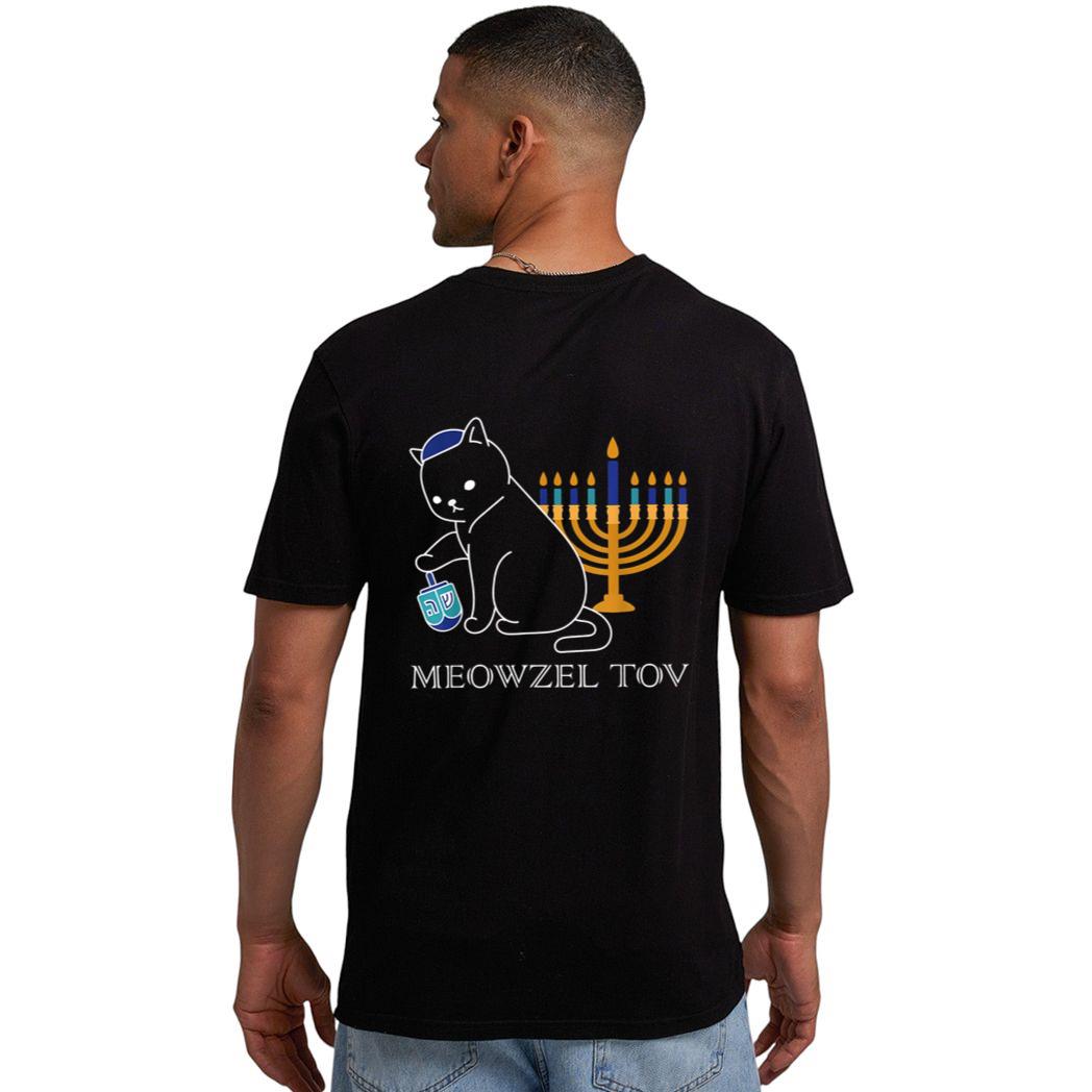 Meowzel Tov  Cute Cat Mazel Tov Menorah Funny Hanukkah Men T-Shirt