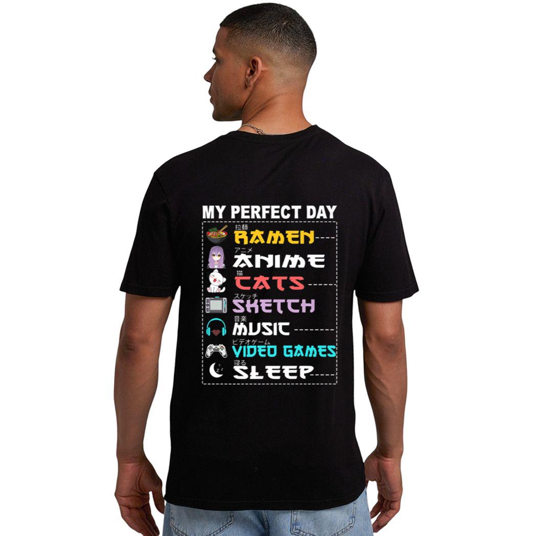 My Perfect Day Anime Ramen Sketch Cat Music Video Game Sleep Men T-Shirt