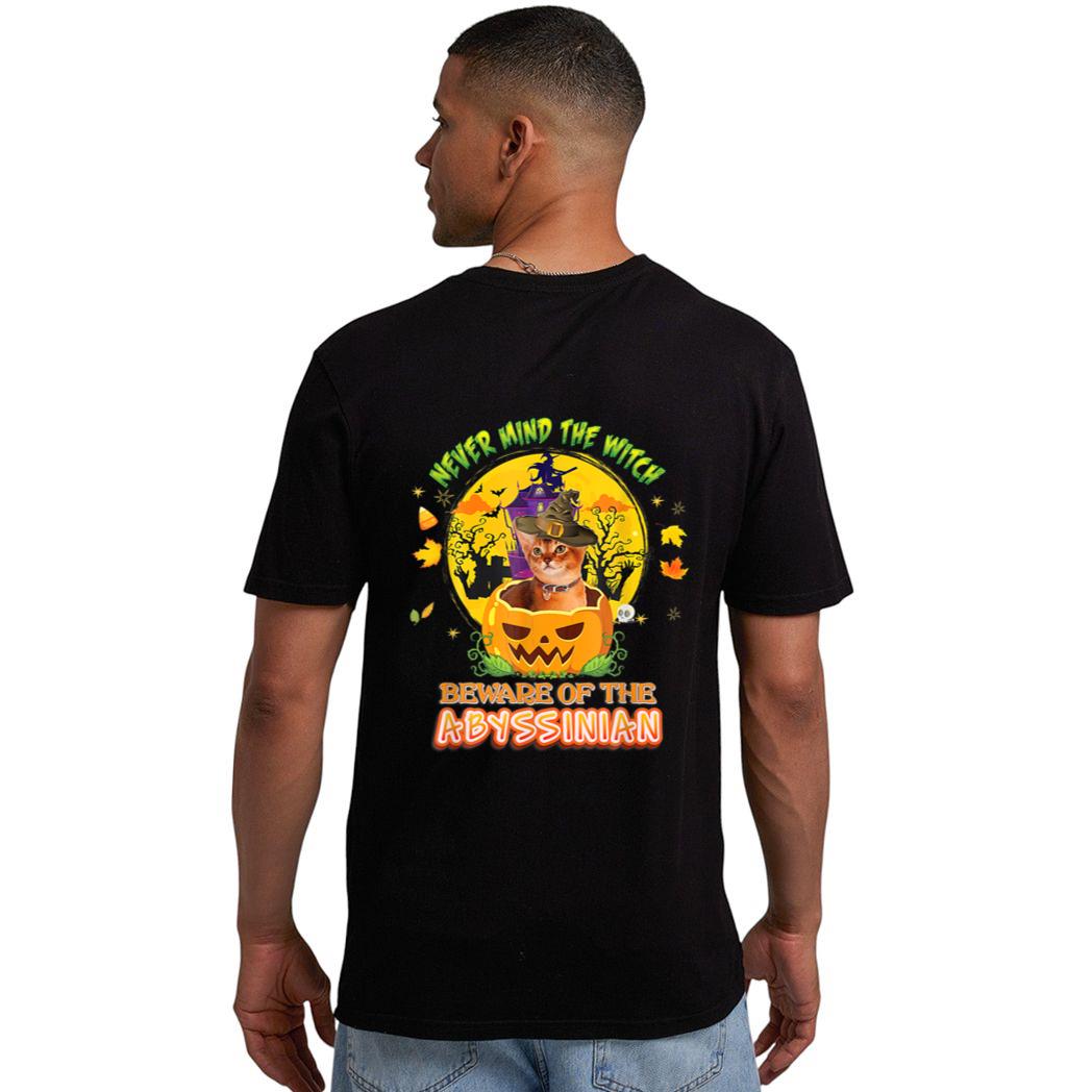 Never Mind He Witch Beware Of Abyssinian Cat Halloween Hat Men T-Shirt