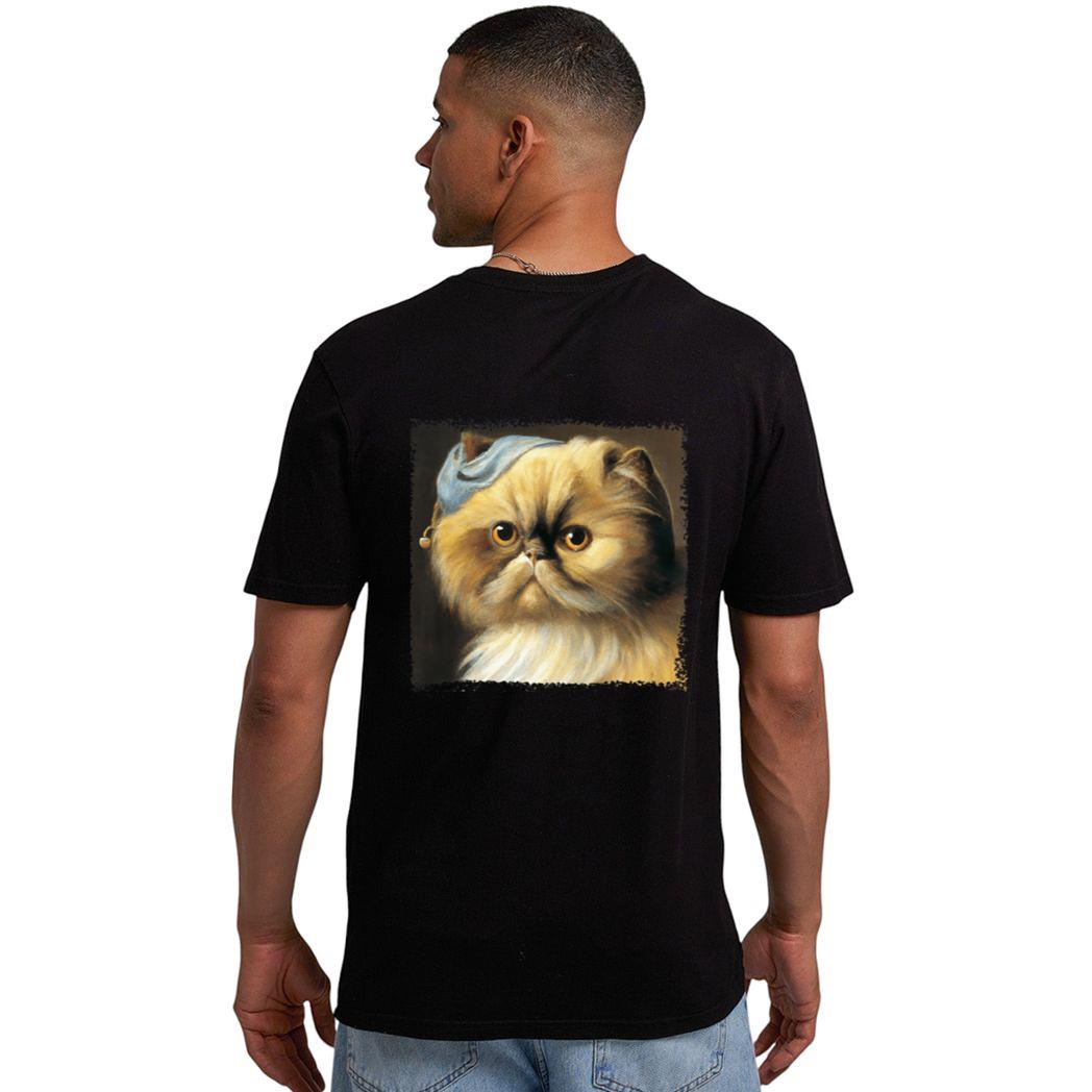 Persian cat with a pear earring, classical art parody feline Premium Men T-Shirt