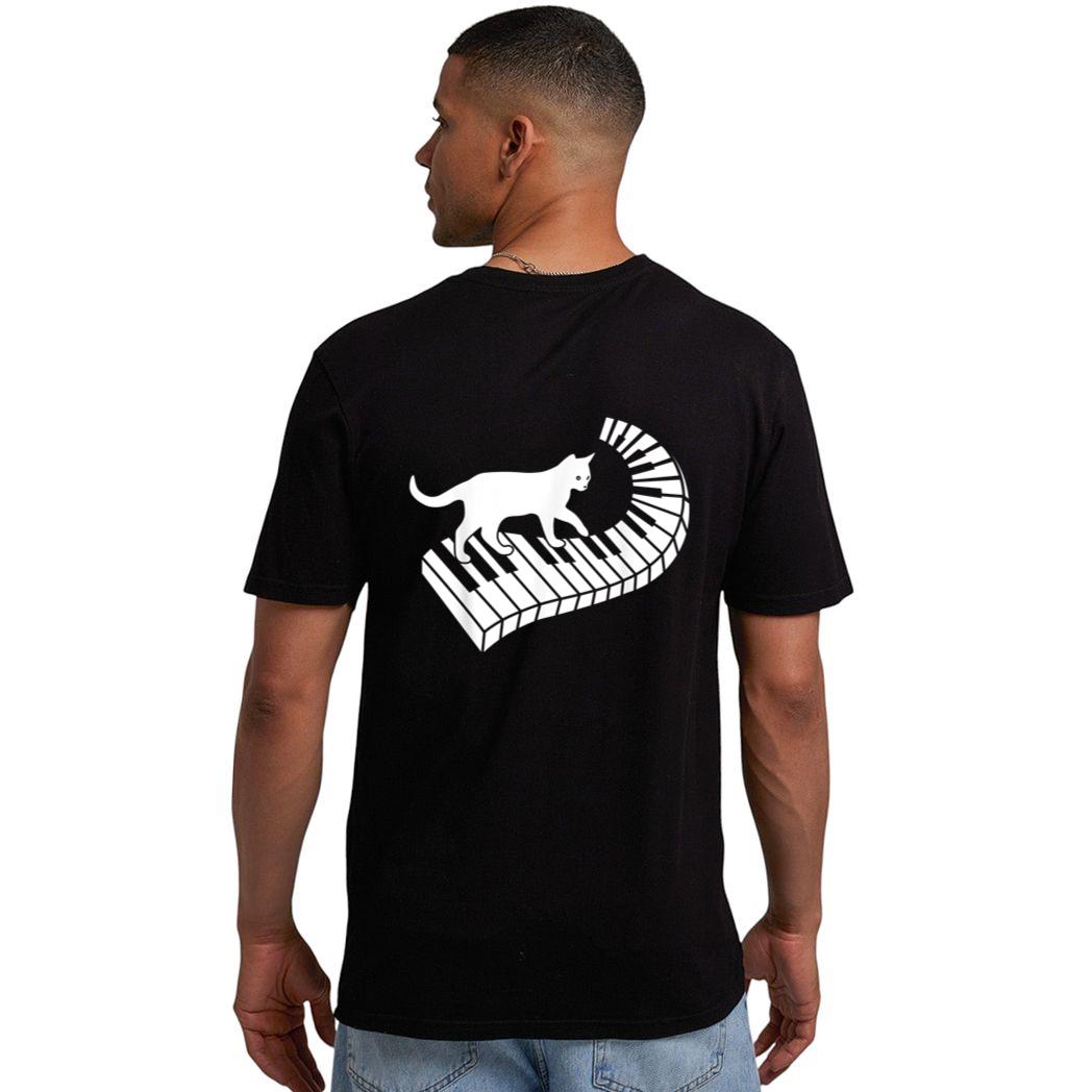 Piano Cat Funny Piano Player Musician Keyboard Pianist Cat Men T-Shirt