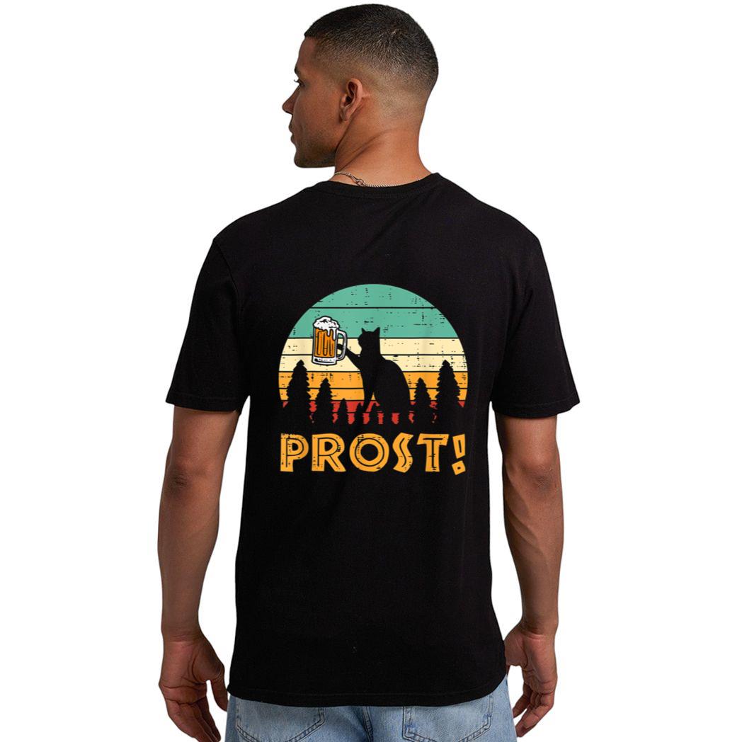 Prost Cat Silhouette Retro Bavarian Oktoberfest Men T-Shirt